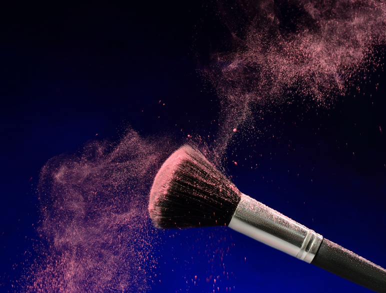 Makeup brush with dust